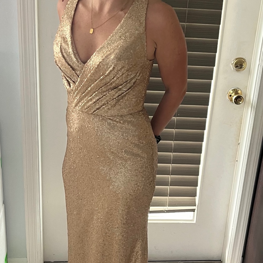 Long sequin gold dress